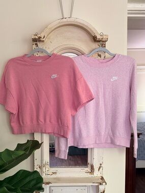 Set of (2) Nike Fleece Club Pink Fleece Sweatshirt Tops